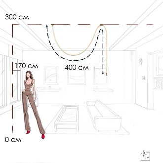 Потолочный светильник 400 см, 45W, 3000K, Loft IT Thread 10388A Brass, бронза