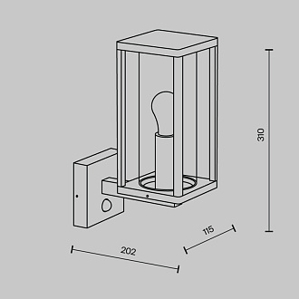 Светильник настенный 31*11,5*20,2 см, 1*E27, 15W, Maytoni CELL O452WL-01GFSR серый