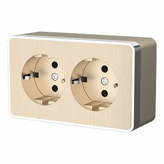 W5072110 Розетка двойная с заземлением Gallant, шампань рифленый Werkel, 4690389164682