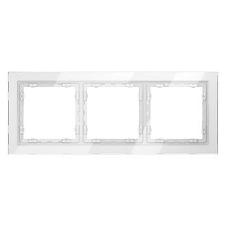 Рамка стеклянная Voltum S70 на 3 поста, белый, стекло Стекло/пластик  VLS110301