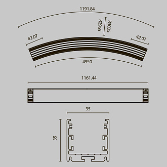 Радиусный профиль Maytoni Led strip ALM-3535R-B-D-45°-3M, черный