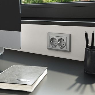 W0081865 Рамка для двойной розетки Stark, серебряный матовый Werkel, 4690389194986
