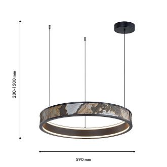 Подвесная люстра 59*20-150 см, 1*LED, 40W, 4000K, Favourite Lago 4598-1P, черный матовый