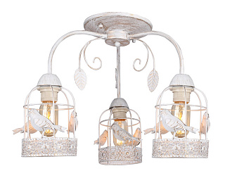 Люстра с птичками Arte Lamp Cincia A5090PL-3WG, диаметр 50 см, белый с золотом