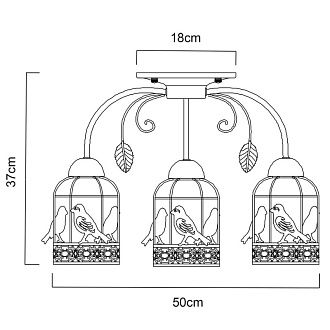Люстра с птичками Arte Lamp Cincia A5090PL-3WG, диаметр 50 см, белый с золотом