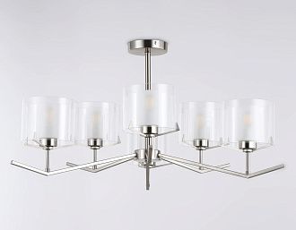 Люстра со стеклянными плафонами на штанге **42- см, 6*E14*40W, K, Ambrella Light High Light LH57002, никель