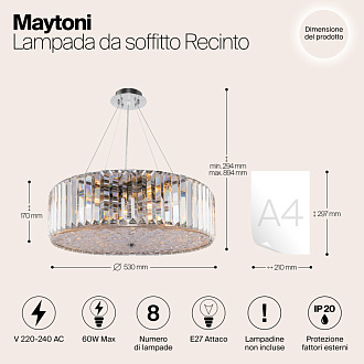 Подвесная люстра Maytoni Recinto MOD080CL-08CH, диаметр 53 см, хром
