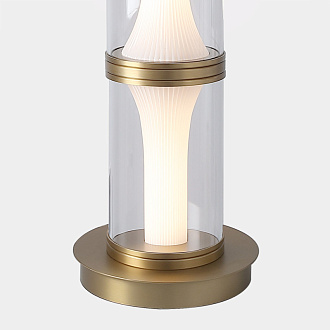 Торшер 26*110 см, 28W, Favourite Bones 4244-1F матовая бронза, стекло янтарного цвета и белый акрил