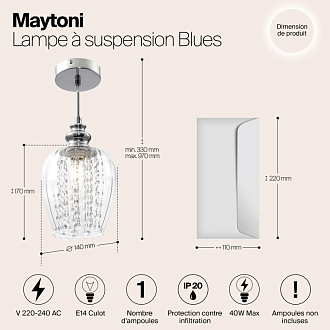 Подвес хрустальный диаметр 14 см Maytoni Fusion MOD044-PL-01-N прозрачный
