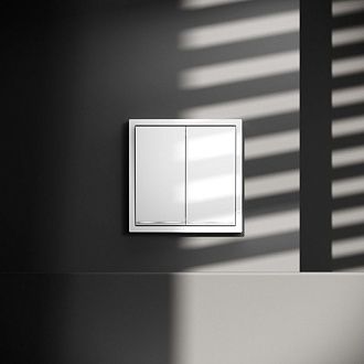 Проходной переключатель встраиваемый Voltum S70 двухклавишный с подсветкой 10А, белый  пластик  VLS020401