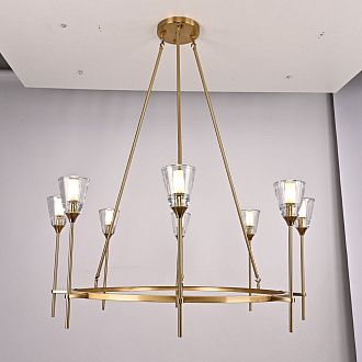 Люстра на штанге TORCHE DE VERRE Round Chandelier 8 116*116*50 см, 8*G9*40W, ImperiumLoft 40.1551, Латунь