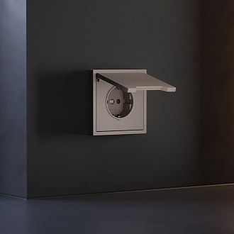 Накладка для розетки с заземлением, защитными шторками и крышкой, S70, капучино Voltum VLS000814