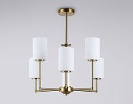 Люстра со стеклянными плафонами на штанге **60- см, 6*E27*60W, K, Ambrella Light High Light LH56215, латунь