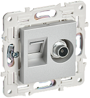 SKANDY Розетка двойная TV+RJ45 кат.6E SK-A15S сереб. IEK, SK-AK20-2-K23