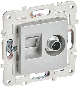 SKANDY Розетка двойная TV+RJ45 кат.6E SK-A15S сереб. IEK, SK-AK20-2-K23