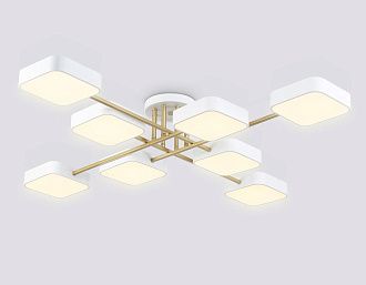 Люстра светодиодная на штанге 106*106*15- см, **W, 3000-6000K, Ambrella Light Comfort FL516346, белый, золото