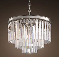 Подвесная люстра RH 1920S ODEON CLEAR GLASS FRINGE 3-TIER CHANDELIER nickel 36 см 20*86*86 см, 3*E14*40W, ImperiumLoft 40.1539, Хром
