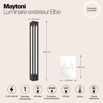 Светодиодный светильник 100 см, 10W, 3000K, Maytoni Elbe O424FL-L10GF, графит