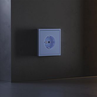 Накладка для розетки с заземлением и защитными шторками, S70, деним Voltum VLS000715