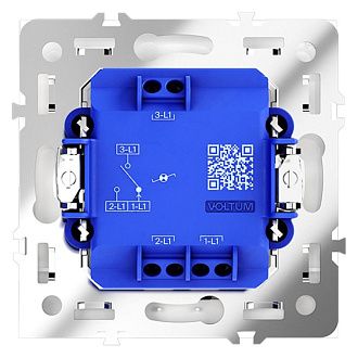 Проходной переключатель встраиваемый Voltum S70 одноклавишный с подсветкой 10А, белый матовый пластик Soft touch VLS010402