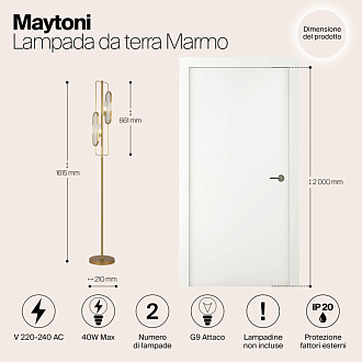 Торшер 160 см, Maytoni Marmo MOD099FL-02G, золото