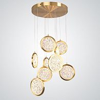 Дизайнерская подвесная люстра ЛУНА lighting collection D50 76*15*15 см, 9*LED*10W, 3000K, ImperiumLoft CAMEO01, Золотистый