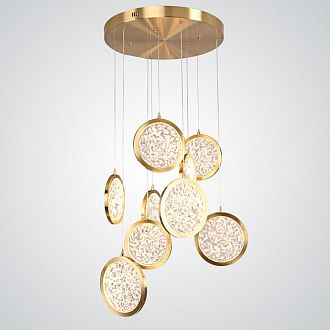 Дизайнерская подвесная люстра ЛУНА lighting collection D50 76*15*15 см, 9*LED*10W, 3000K, ImperiumLoft CAMEO01, Золотистый
