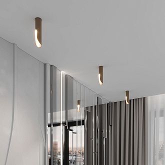 Потолочный акцентный светильник 4*4*16 см, LED, 7W, 4000K, Elektrostandard Apex 25113/LED, латунь