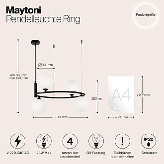 Подвесная люстра Maytoni Ring MOD013PL-04B, черный