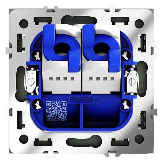 Розетка компьютерная встраиваемая Voltum S70 двойная RJ45+RJ45 кат.6, черный матовый пластик Soft touch VLS060208