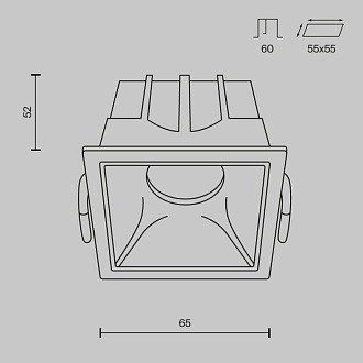 Светильник 7 см, 10W, 3000K, Technical DL043-01-10W3K-D-SQ-WB, белый-черный, 36°, Dim, Triac, вр 5,5*5,5 см