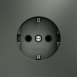 Розетка встраиваемая Voltum S70 с заземлением 16А, титан пластик Soft touch VLS040106