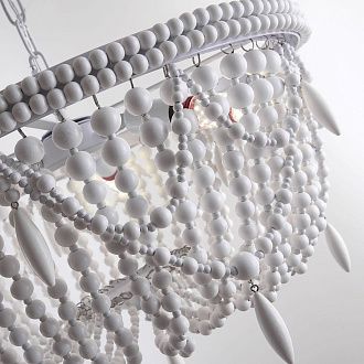 Подвесная люстра RH Anselme White Wood Weathered Chandelier 48*48*50 см, 3*E14*40W, ImperiumLoft 40.2087-0, Белый