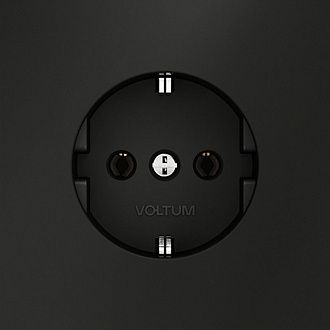 Розетка встраиваемая Voltum S70 с заземлением 16А, черный матовый пластик Soft touch VLS040108