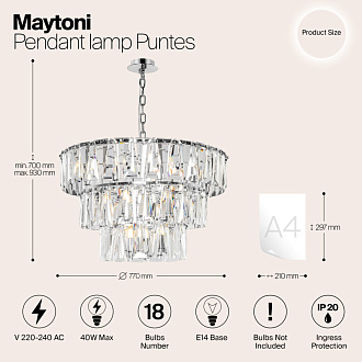 Подвесная люстра Maytoni Puntes MOD043PL-18CH, диаметр 77 см, хром
