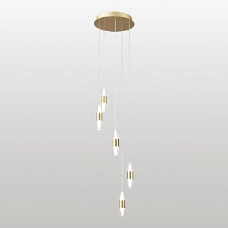 Люстра подвесная *25*80-150 см, 10*led*2W, 4000K, Lussole Hopkins LSP-7400, матовое золото