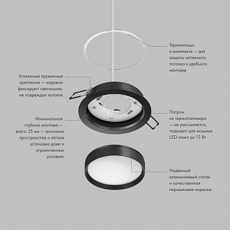 Встраиваемый светильник *10,5*4 см, 1*GX53*15W, Denkirs Ratio DK-DH2000-BK, черный