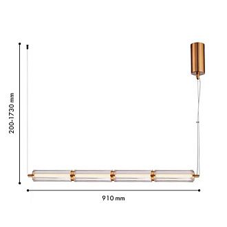 Подвесная люстра 90*6*20-173 см, 1*LED*14W, 3000K, Favourite Hexagoni 4777-4P, бронзовый