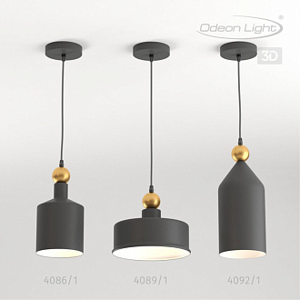 Подвесной светильник Odeon Light Bolli 4085/1 черный, диаметр 15 см
