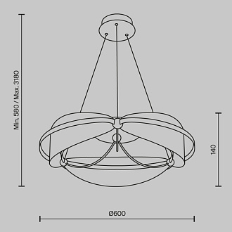 Подвесная люстра 60*60*318 см, LED, 45W, 3000К, Maytoni Breeze MOD281PL-L45BS3K латунный