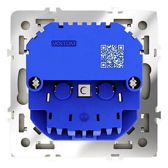 Розетка встраиваемая Voltum S70 с заземлением и защитными шторками, 16А, с USB, A+A, шелк пластик Soft touch VLS040404
