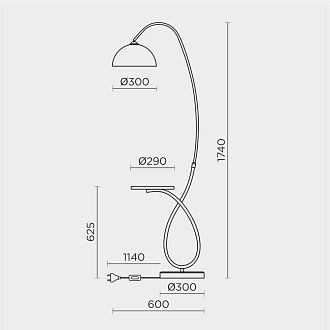 Торшер **-160 см, 1*Е27*60W, Modemodern  MD.8818.01FL, Чёрный