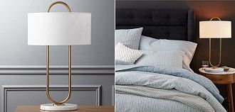 Настольная лампа Marston Table Lamp 43*43*84 см, 2*E14*40W, ImperiumLoft 43.358, Золотистый, Белый