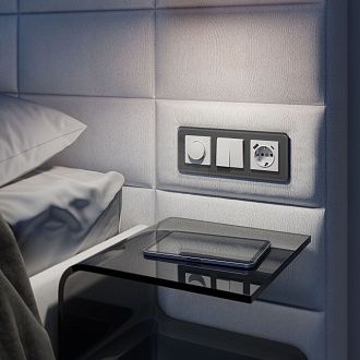 W0032440 Рамка на 3 поста Elite, графит, стекло Werkel, 4690389180774
