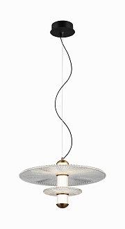 Люстра Ø300 x H1310, мм, 7W 3000K, BLACK+CLEAR  8438MDM-2M BK+GD BLACK+CLEAR