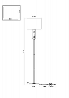 Светильник 34 см, Freya Riverside FR1007FL-01BS, латунь