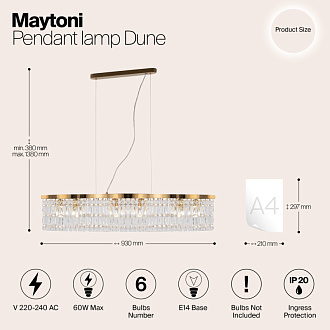 Светильник 93 см, Maytoni DIA005PL-06G, золото