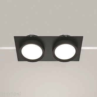 Встраиваемый светильник 22*11*4,5 см, 2 GX53*15W Hoop DL086-02-GX53-SQ-B Maytoni Downlight, Черный, вр 9*19,5 см