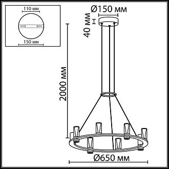 Подвесной светильник *65*200- см, 8*LED*45W, 3000K, Odeon Light Defance 7144/55L, бронзовый