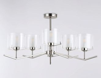 Люстра со стеклянными плафонами на штанге **42- см, 6*E14*40W, K, Ambrella Light High Light LH57002, никель
